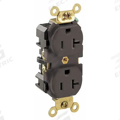 LEVITON Receptacle: Duplex, 5-20, Brown, 125V AC, 20 A, 2 Pole / 3 Wire (MPN 5362) - General Purpose Receptacles