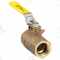 APOLLO Manual Two-Way Ball Valve: 1 1/4 in, Bronze, Straight, FNPT x FNPT, Std Port, Two-Piece, PTFE (MPN 7010627). Key specifications — Brand: APOLLO; Handle: Locking Lever.