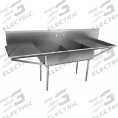 JUST MANUFACTURING Scullery Sink: 2 Bowls, 48 in Overall Ht, 87 in Overall Lg, 27 1/2 in Overall Wd (MPN NSFB236-24RL-2-J). Key specifications — Brand: JUST MANUFACTURING.