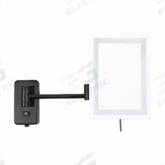 SEE ALL Makeup Mirror: Rectangular, Glass, 13 in Overall Ht, 11 in Overall Wd, 3 in Overall Dp, Wall (MPN HLEDBKSA69). Key specifications — Brand: SEE ALL INDUSTRIES; Frame Material: Metal; Frame Color: Black; Lighting Location: Front; Mirror Edge Style: Polished Edge; Lighted: Yes.