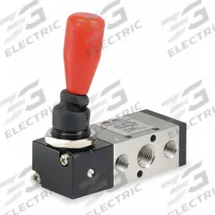 ARO Manual Air Control Valve: MaxAir, Four-Way / Two-Position, Lever, Red, 26 scfm Flow Rate - Max (MPN M212LS). Key specifications — attr1092903: Red; attr1086905: Spring Return; attr1086907: MaxAir; attr1086914: Normally Open; attr1086904: Manual Air Control Valve; attr1086871: M212LS.