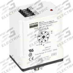 DAYTON Single Function Time Delay Relay: Socket Mounted, 240V AC, 10 A, 8 Pins/Terminals, On Delay (MPN 5DPZ6). Key specifications — Brand: DAYTON.
