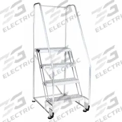 COTTERMAN Rolling Ladder: 2.5 ft Platform Ht, Assembled, Aluminum, 350 lb Load Capacity - Max (MPN 3TA18A3E20B8C50P6). Key specifications — Color: Gray; Brand: COTTERMAN; Handrail Configuration: Double Handrails; Rear Chain: None.
