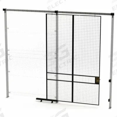 HUSKY RACK & WIRE Slide Door: 10 ft H x 6 ft W x 1 3/4 in D, Black - Husky Rack & Wire Quick-Assemble Woven-Wire Partition Components