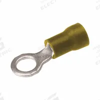 BURNDY Vinyl Ring Terminal For 12 - 10 AWG: Yellow, Vinyl Insulation, 1/4 in Stud Size, 600 V (MPN TP1014). Key specifications — attr1308027: BURNDY; attr1356587: Funnel Entry.