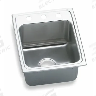 ELKAY Bowl Drop-In Sink: 22 in Overall Lg, 17 in Overall Wd, 10 in Bowl Dp, 13 1/2 in Bowl Lg - One-Bowl Counter-Mounted Kitchen & Bar Sinks without Faucets
