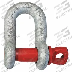 CROSBY D-Shackle: Chain Shackle, 6,500 lb Working Load Limit, 1 1/16 in Wd Between Eyes, Silver, Red (MPN 1019258). Key specifications — Body Color: Silver; Brand: CROSBY.