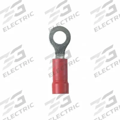 PANDUIT StrongHold(TM) EV18-8RB-Q Ring Terminal: Red, Vinyl Insulation, #8 Stud Size - Insulated Ring Terminals