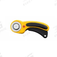 OLFA Deluxe Rotary Cutter: Straight, 1 3/4 in Blade Dia, Tungsten, 6 1/2 in Handle Lg (MPN RTY-2/DX). Key specifications — attr307592: Tungsten; attr307594: Plastic; Rubber; attr307595: Yes; attr324884: OLFA.