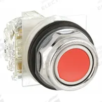 SCHNEIDER Flush Push Button Operator: Non-Illuminated, Flush Profile, Metallic, 30 mm, SPDT (MPN 9001KR1RH13). Key specifications — Brand: SCHNEIDER; Action: Momentary; Series: 9001K; Push Button Material Type: Metallic.