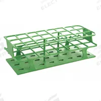 Tube Rack: 3 1/2 in Overall Wd, 11 in Overall Ht, 4 3/8 in Overall Lg, POM, Green, (24) Wells (MPN HS27515C). Key specifications — Material: POM; Mounting Location: Benchtop; Color: Green; Product Type: Test Tube Rack; Total Holding Capacity: (24) Wells; Brand: HEATHROW SCIENTIFIC.
