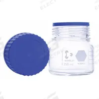 KIMBLE Media Bottle: 2 L, Screw-On, GLS 80, 248 mm, Amber, Closure Included, Wide Mouth Size (MPN 14394-2000). Key specifications — Closure Type: Screw-On; Mouth Size: Wide; Screw Closure Size: GLS 80; Brand: KIMBLE; Body Color: Amber.