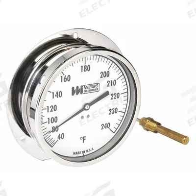 WEISS Analog Panel Mount Thermometer: 40°F to 240°F, ±1%(Scale Division) Accuracy - General Purpose Panel Mount Dial Thermometers