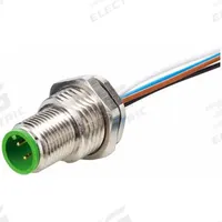 MURRELEKTRONIK Cordset: M12 Male – Rear Mounting Receptacle, A, 8 Pins, 0.2 m Wire Lead Lg (MPN 7000-17165-9730020). Key specifications — Cable Jacket Material: PP; IP Rating: IP67; NEMA Rating: 6P; Brand: MURRELEKTRONIK; Wire Size: 0.25 sq mm; Coding: A.