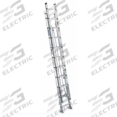 WERNER Extension Ladder: 20 ft Ladder Size, Aluminum, 300 lb Load Capacity, 37 lb Wt, 2 Sections (MPN D1520-2). Key specifications — Color: Silver; Brand: WERNER; Included Features: Mar-Resistant End Caps; Removable Fly: Removable.