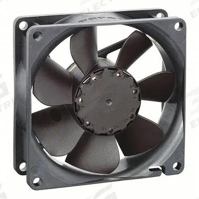 EBM Axial Fan: 270 cfh Airflow @ 0.000 in SP, 5 5/16 in Ht, 1 1/2 in Dp, Plug-In - Standard Square Axial Fans