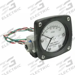 MIDWEST INSTRUMENT Differential Pressure Gauge & Switch: Back, 1/4 in NPT Female, 120, 2 1/2 in Dial (MPN 120AA-00-O-AA-100P). Key specifications — Sensor Type: Piston; Series: 120; Housing Material: Aluminum; Certificate of Calibration: Not Included; Gauge Accuracy: ±3-2-3%.