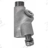 Sealing Fitting with Drain - Vertical: Iron, 3/4 in Trade Size, Male, 3 11/16 in Overall Lg (MPN EYD-26). Key specifications — Brand: APPLETON ELECTRIC; Connection Type: Threaded; Thread Gender: Male; Ends - Hazardous Fittings: 3/4 in FNPT x 3/4 in MNPT; Material: Iron; Hazardous Location Rating: Class I, Division 1 and 2, Groups C, D; Thread Type: NPT; Standards: UL 886.