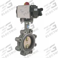 MILWAUKEE VALVE Pneumatically Actuated Butterfly Valve: For Water Media, Air to Air, Cast Iron, Lug (MPN GLA23E D 5). Key specifications — Brand: MILWAUKEE VALVE; Pilot Solenoid Voltage: Not Included.