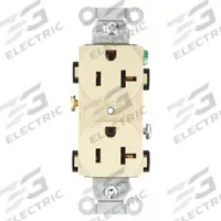 BRYANT Receptacle: Duplex, 5-20, Ivory, 125V AC, 20 A, 2 Pole / 3 Wire (MPN CRS20I)