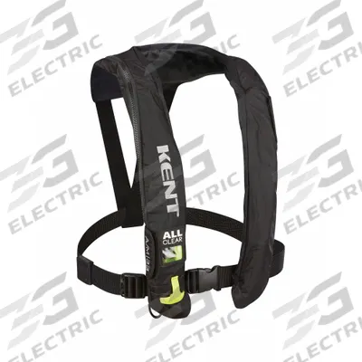 KENT SAFETY Life Jacket: Black, Type V, 35 lb Buoyancy, SOLAS-Grade Reflective - Inflatable Personal Flotation Devices