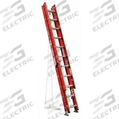 WERNER Extension Ladder: 28 ft Ladder Size, Fiberglass, 300 lb Load Capacity, 75 lb Wt, 3 Sections (MPN D6228-3). Key specifications — Color: Orange; Brand: WERNER; Included Features: Mar-Resistant End Caps; Removable Fly: Removable.