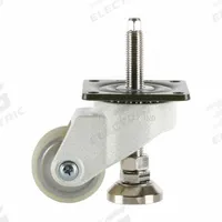 FOOT MASTER Plate Caster: Polyurethane Tread, 63 mm Wheel Dia, 98 mm Mounting Ht, Medium Duty (MPN GDH-65-ASF-HUP). Key specifications — Brand: FOOT MASTER; Frame Color: White.