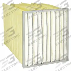 GRAINGER Pocket Air Filter: 24 in x 24 in x 20 in, MERV 14, Yellow, Synthetic, 10 Pockets (MPN 3XJ80). Key specifications — Display Sell UOM: EA; Brand: GRAINGER; Media Material: Synthetic; Performance Rating: MERV 14.