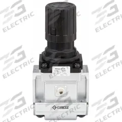 GROZ Compressed Air Regulator: Aluminum, 1 in NPT, 210 cfm, 7 psi to 145 psi, Knob (MPN R17954). Key specifications — attr111664: No; attr111400: Heavy Duty; attr111627: GROZ.