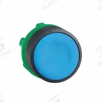 SCHNEIDER Flush Push Button: Blue, 22 mm Mounting Size, Non-Metallic, Momentary (MPN ZB5AA6). Key specifications — Brand: SCHNEIDER; Action: Momentary; Series: XB5; Push Button Material Type: Non-Metallic.