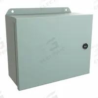 HAMMOND Electrical Enclosure: Steel, 8 in x 10 in x 4 in, NEMA 12/13/3R/4, w/Panel, Solid Cover (MPN EJ8104). Key specifications — Closure Method: Latches; Brand: HAMMOND; Knockouts: Not Included.