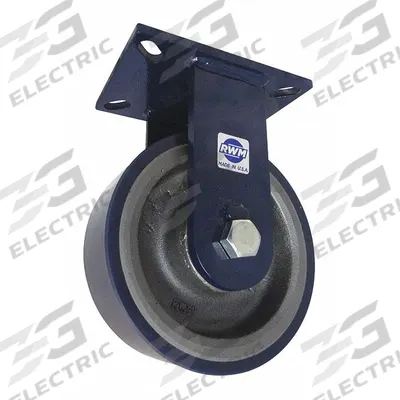 RWM Plate Caster: Rigid, Polyurethane, 8 in Wheel Dia, 3 in Wheel Wd, 10 1/2 in Mounting Ht - Heavy-Duty General-Purpose Kingpinless Plate Casters