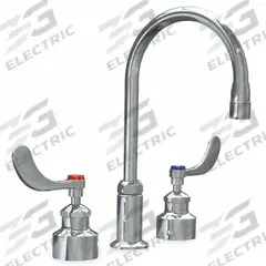 WATERSAVER FAUCET COMPANY Laboratory Faucet: Faucet, Widespread, 2 Handles, Wristblade, Aerated (MPN L2224). Key specifications — Brand: WATERSAVER FAUCET COMPANY; Color/Finish: Chrome; Inlet Connection Type: NPT; Product Type: Faucet.