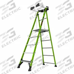 LITTLE GIANT Platform Stepladder: 5 ft Ladder Size, Fiberglass, 375 lb Load Capacity, 37 lb Wt (MPN 19305). Key specifications — attr1049013: LITTLE GIANT; attr1049017: Plastic Top with Storage.