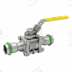APOLLO Ball Valve: 1 1/2 in, Stainless Steel, Straight Valve Body, Press x Press, Three-Piece, Lever (MPN 123457454). Key specifications — Brand: APOLLO; Handle: Lever.
