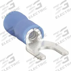 GRAINGER Fork Terminals: Blue, Vinyl, #8 Stud Size, 16 AWG – 14 AWG Wire Range, Std Fork, 600 V (MPN 5WHF6). Key specifications — Barrel Style: Funnel Entry; Manufacturer Part Number: 5WHF6; Brand: GRAINGER.