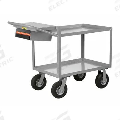 LITTLE GIANT Utility Cart: 1,200 lb, 2 Shelves, 64 in L x 24 in W x 39 in H Overall Dim - Order-Picking Utility Carts with Lipped Metal Shelves