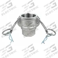 Cam and Groove Coupling: 1 1/4 in Coupling Size, 1 1/4 in-11 1/2 Thread Size, 2 21/32 in Overall Lg (MPN PLE150). Key specifications — Thread Size: 1-1/4 in-11-1/2; Gasket Material: Nitrile; Fitting Type: FNPT; Includes Locking Arm: Yes; Body Material: 316 Stainless Steel; Brand: APPROVED VENDOR.