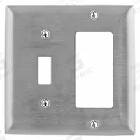 HUBBELL Wall Plate: Combo, 2 Gang, Silver, Std Size (MPN SS126). Key specifications — Brand: HUBBELL; Material: Stainless Steel.