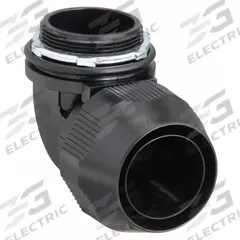 Liquid-Tight Conduit Fitting: Plastic, 2 in Trade Size, Insulated, 90° Elbow (MPN LT9200P). Key specifications — Insulated: Insulated; Box Connection: 2 in MNPT; Hazardous Location Rating: Class I, Division 2; Brand: THOMAS & BETTS.