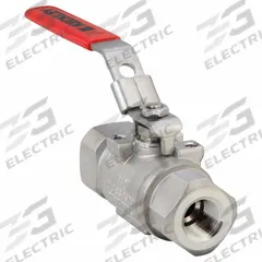 KECKLEY Manual Two-Way Ball Valve: 1/2 in, 316 Stainless Steel, Straight, FNPT x FNPT, One-Piece (MPN BVS3THFSSAGSL-050). Key specifications — Brand: KECKLEY; Handle: Locking Lever.
