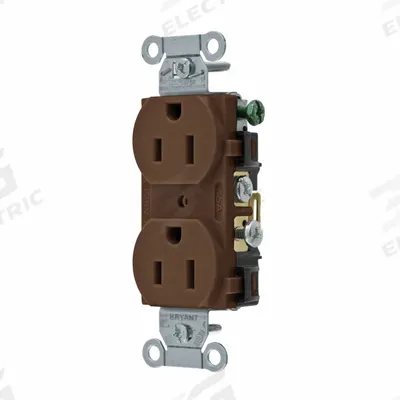 BRYANT Receptacle: Duplex, 5-15, Brown, 125V AC, 15 A, 2 Pole / 3 Wire (MPN CBRS15) - General Purpose Receptacles