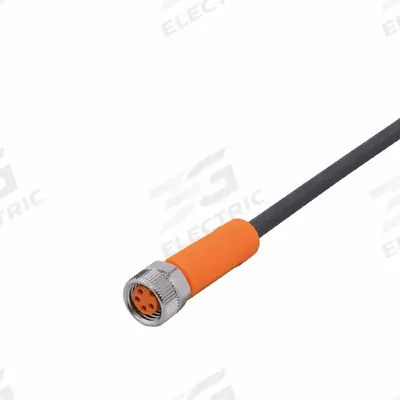 IFM Cordset: M8 Female Straight X Bare Wire, 4 Pins, Black, PUR, 2 m Cable Lg - Single-Ended Cordsets with PUR Jacket for Twisting Applications