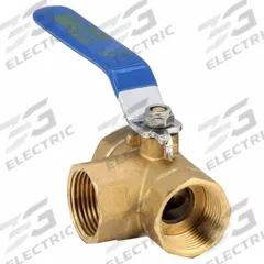 APPROVED VENDOR Manual Three-Way Ball Valve: 1 in, Brass, L Flow, FNPT x FNPT x FNPT, Two-Piece (MPN 1PZA3). Key specifications — Brand: APPROVED VENDOR; Handle: Lever.
