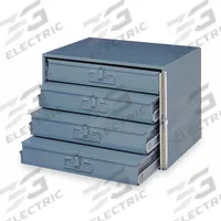 Sliding Drawer Cabinet: 20 3/8 in x 15 3/4 in x 14 7/8 in, 4 Drawers, 0 Dividers, Gray, Bearing (MPN 303B-15.75-95-D950). Key specifications — Cabinet Color: Gray; Includes Dividers: No; Drawer Inside HxWxD: 3 in x 18 in x 12 in; Stackable: Yes; Number of Compartments per Drawer: 16; Brand: DURHAM MFG.