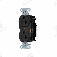 HUBBELL Receptacle: Duplex, 5-20, Black, 125V AC, 20 A, 2 Pole / 3 Wire (MPN BR20STBK)