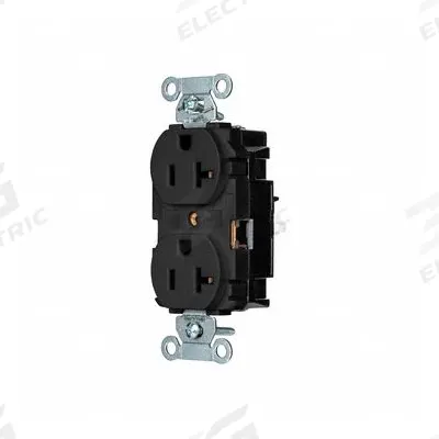 HUBBELL Receptacle: Duplex, 5-20, Black, 125V AC, 20 A, 2 Pole / 3 Wire (MPN BR20STBK) - General Purpose Receptacles