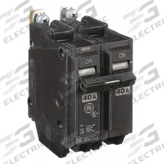 GE Miniature Circuit Breaker: THQB, 40 A, 120/240V AC, Single Phase, 10kA at 120/240V AC, Std (MPN THQB2140). Key specifications — attr195972: 40 A; attr195973: 120/240V AC; attr195974: Single; attr195975: 10kA at 120/240V AC; attr195976: Load Centers.