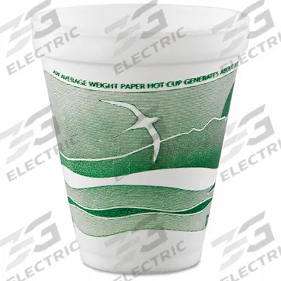 DART Disposable Hot/Cold Cup: 12 oz Capacity, Green, Foam, Unwrapped, Horizon - Foam Hot/Cold Cups