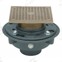 ZURN Floor Drain: 8 3/8 in Overall Dia, 8 3/8 in Grate Size, 2 in Nominal Pipe Size, No Hub, Square (MPN ZN415-2NH-5S). Key specifications — Color: Gray; Connection Type: No Hub; Brand: ZURN.